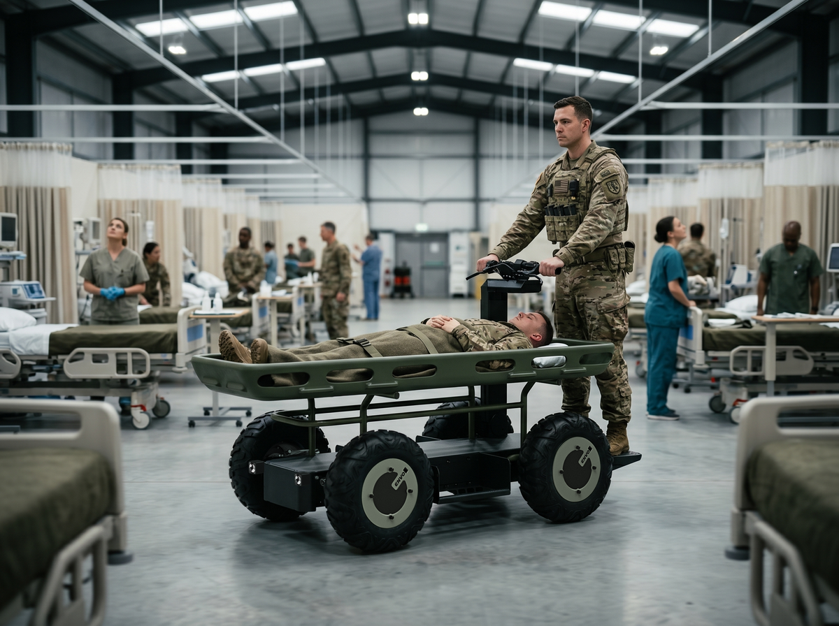 Moves patient and stretcher more safely and efficiently