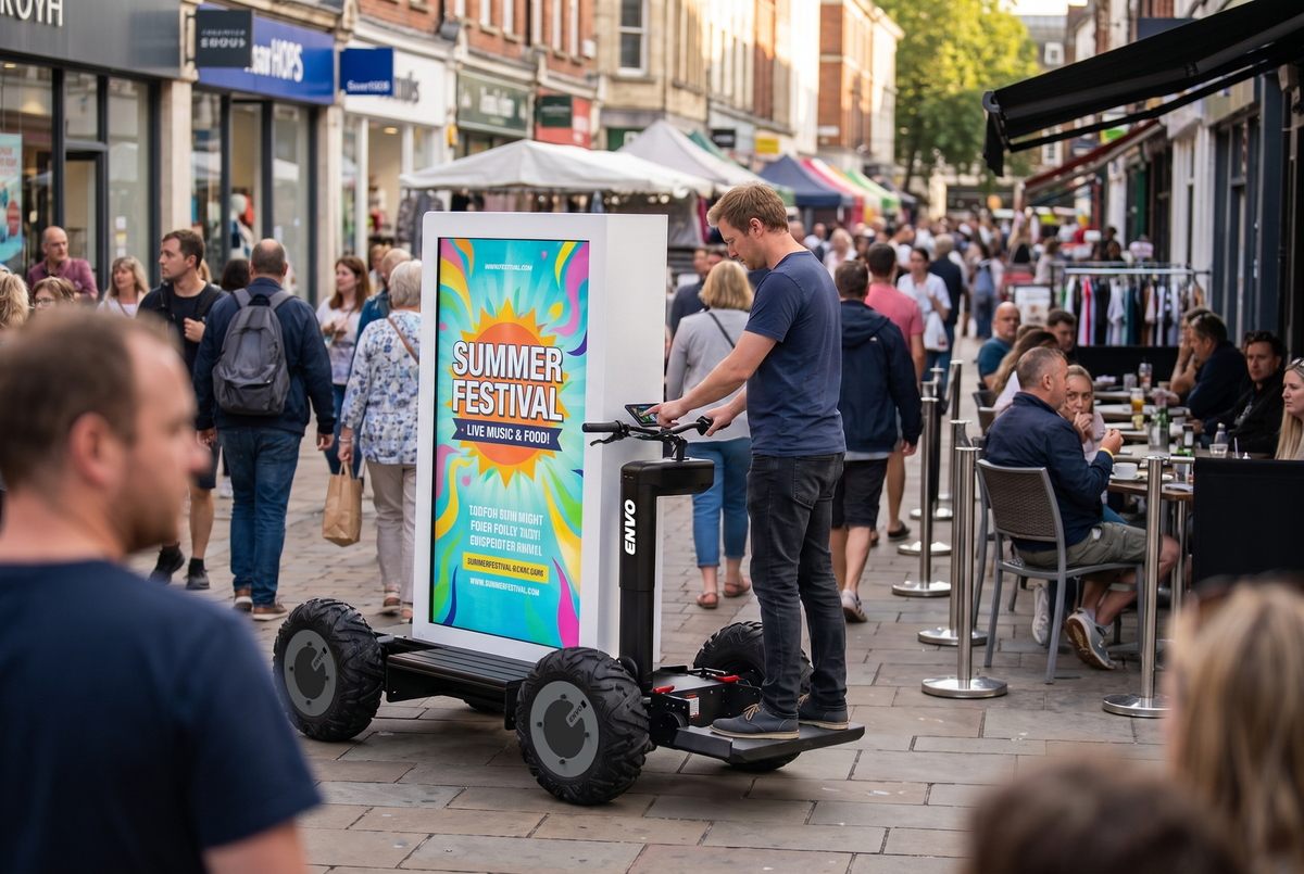 More flexible than a fixed booth or static display